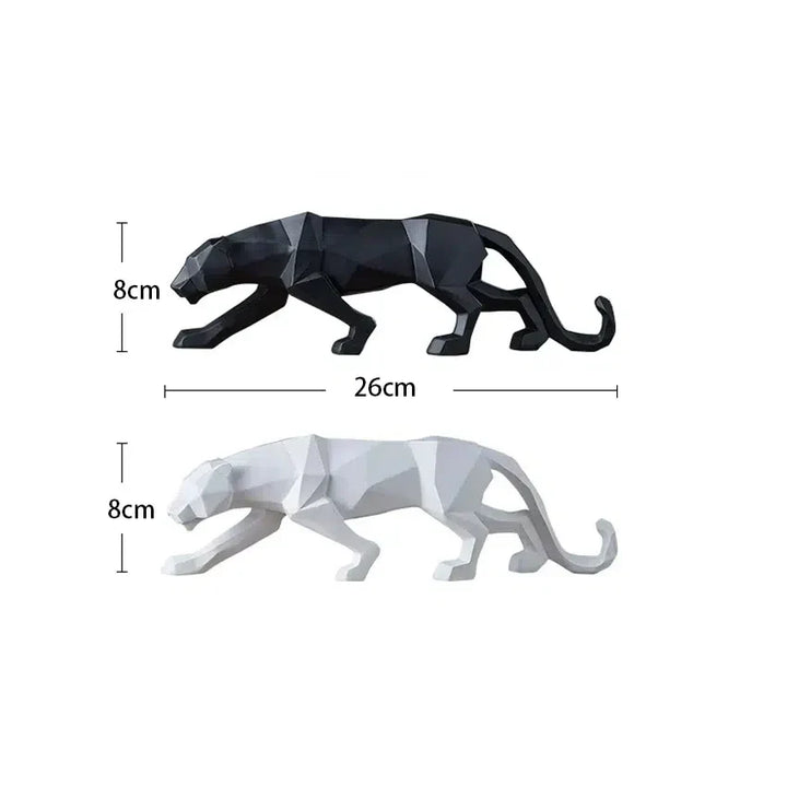 PantherSculpt – Elegant Svart-Hvit Panther Statuer Luvikno