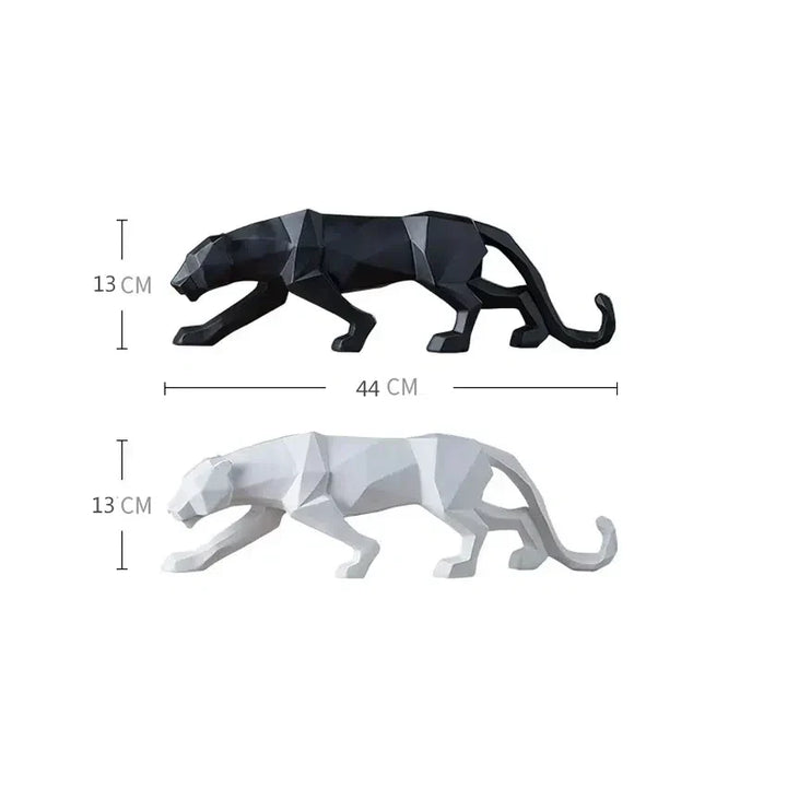 PantherSculpt – Elegant Svart-Hvit Panther Statuer Luvikno
