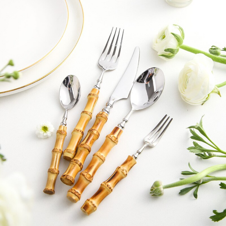 Arashiyama Bamboo & Rustfritt Stål Bestikksett – Naturlig Eleganse | Luvikno