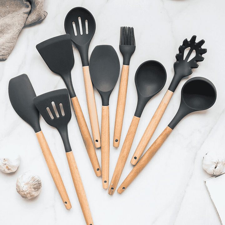 9 Pcs Silikon Kjøkkenredskaper Sett | Luvikno
