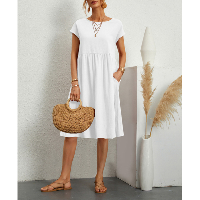 Luvik | Musthave A-linjan Jersey Midi Mekko Lyhyillä Hihansuilla