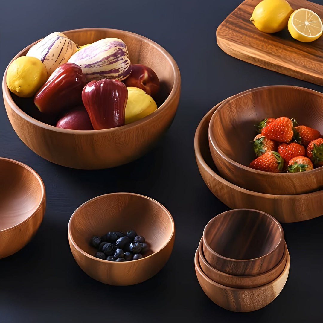 Sett med tre tre servingskåler (4-delt) – Gjenbrukbar og håndlaget | Perfekt for salat, suppe, ris og ramen | Luvikno