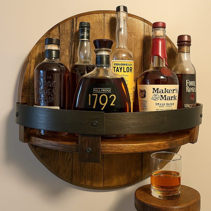 Rustikk Eik Vegghylle for Whiskydrykker Luvikno