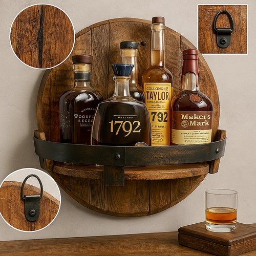 Rustikk Eik Vegghylle for Whiskydrykker Luvikno