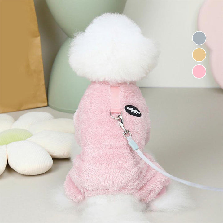 Fleece Pet Elastisk Overall med Leash Ring Luvikno