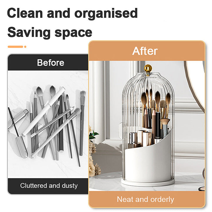 360° Rotating Makeup Brush Organizer Box | Luvikno