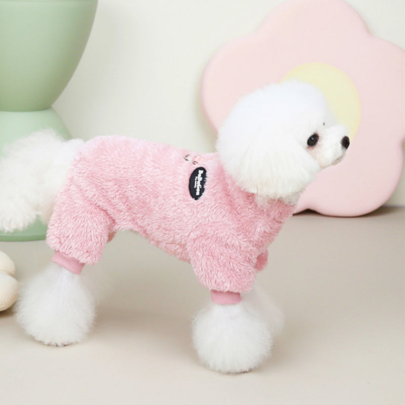 Fleece Pet Elastisk Overall med Leash Ring Luvikno