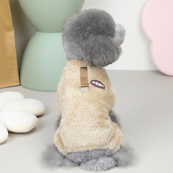 Fleece Pet Elastisk Overall med Leash Ring Luvikno