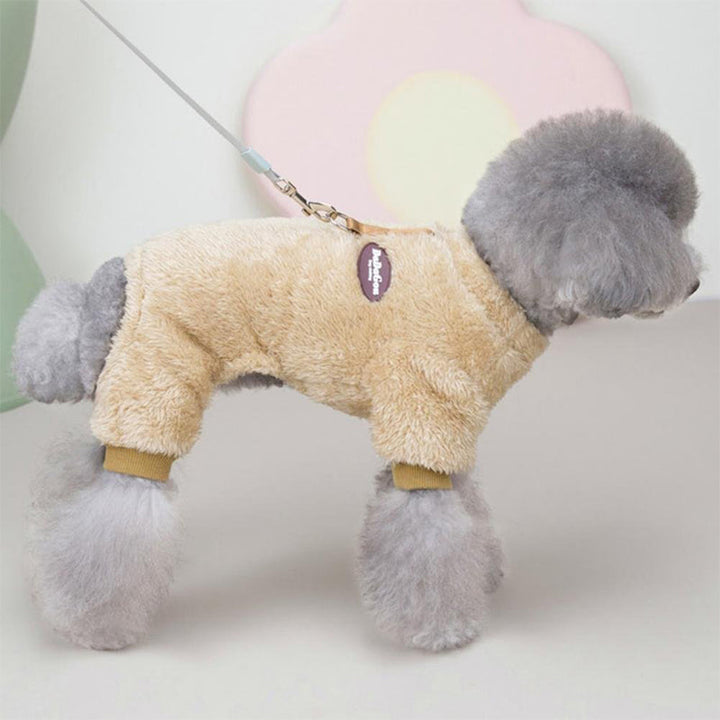 Fleece Pet Elastisk Overall med Leash Ring Luvikno
