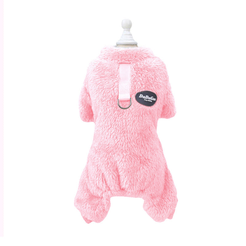 Fleece Pet Elastisk Overall med Leash Ring Luvikno