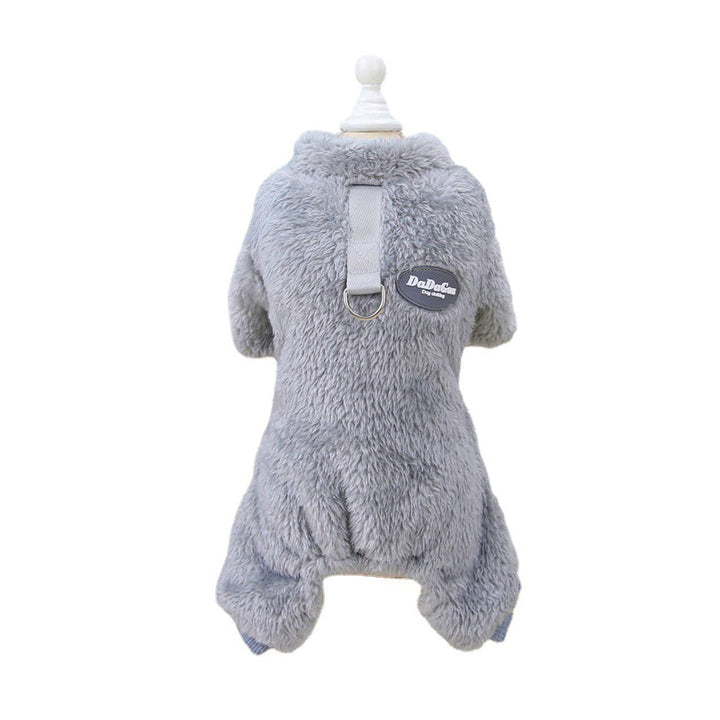 Fleece Pet Elastisk Overall med Leash Ring Luvikno