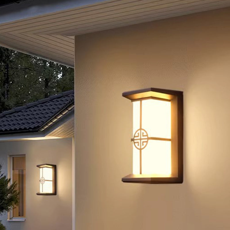 Moderne Industriell Kuboid Aluminium Akryl LED Vanntett Utendørs Vegglampe For Utendørs Patio | Luvikno