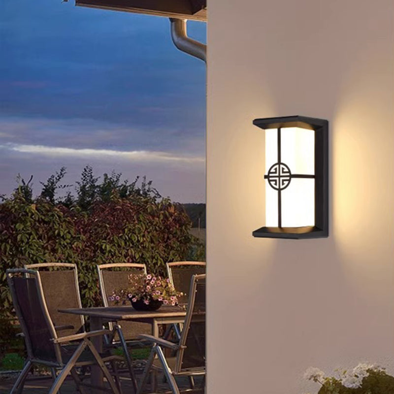 Moderne Industriell Kuboid Aluminium Akryl LED Vanntett Utendørs Vegglampe For Utendørs Patio | Luvikno