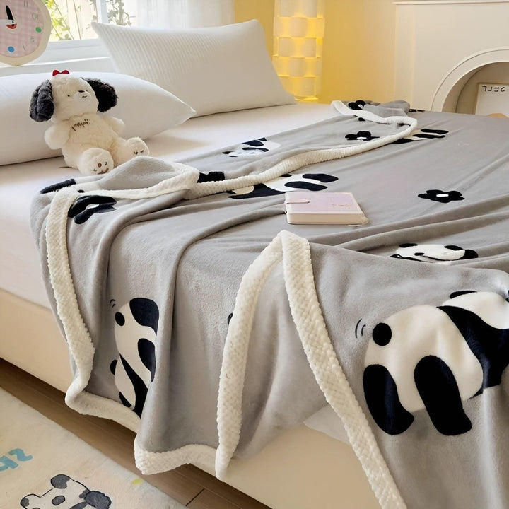 PandaSnug Teppe - Myk og Varm Panda Trykk Flanell Fleece Teppe | Luvikno