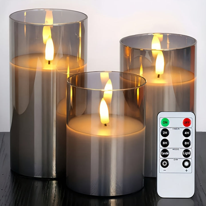 FlameFree LED Stearinlys Sett – Stilfull Ambient Belysning for Innendørs og Utendørs Luvikno