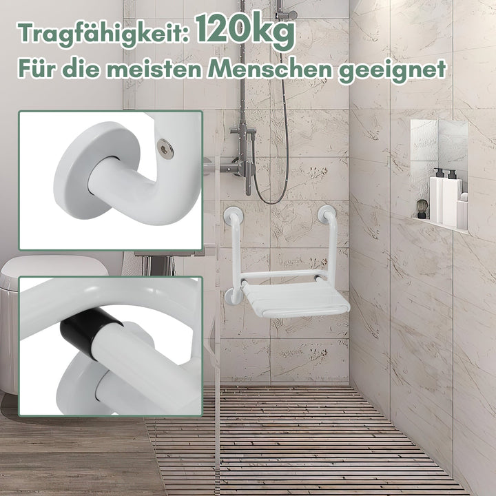 Foldbar dusjsete med armlener veggmontert | Luvikno