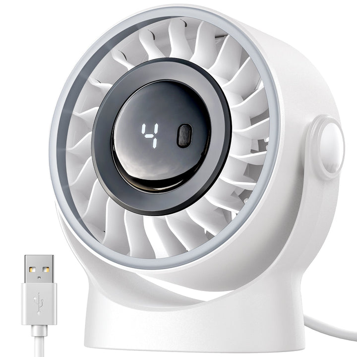 4-hastighets USB-oppladbar skrivebordsvifte med smart LED-skjerm | Luvikno