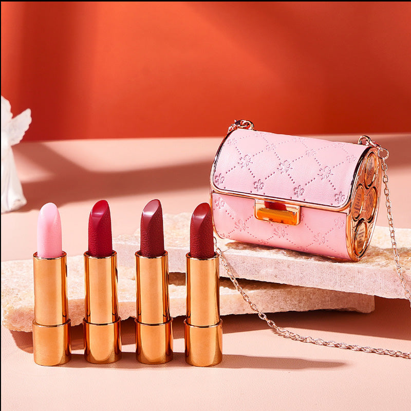 Lipstick Set Velvet Matte med Glamour Kjede Håndveske | luvikno