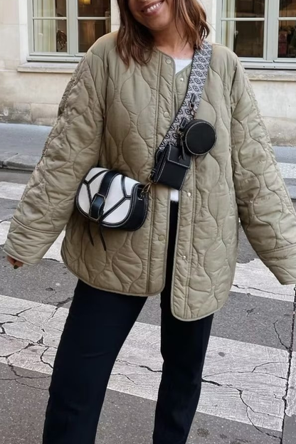 Luvik | Väri Rento Pyöreä Kaula Pehmustettu Takki