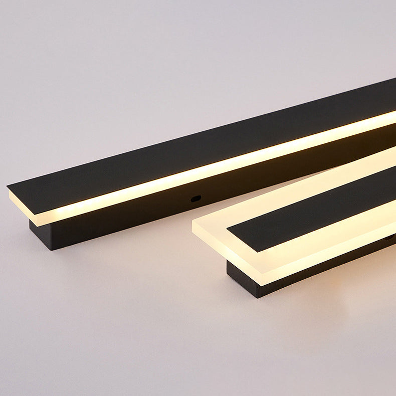 Moderne minimalistisk lang rektangulær aluminium akryl LED vegglampe for hage | Luvikno