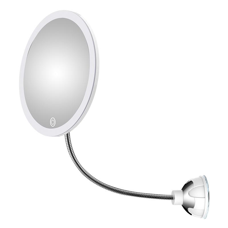Sminkespeil med LED &amp; forstørrelse - med sugekopp og fleksibel arm | Luvikno