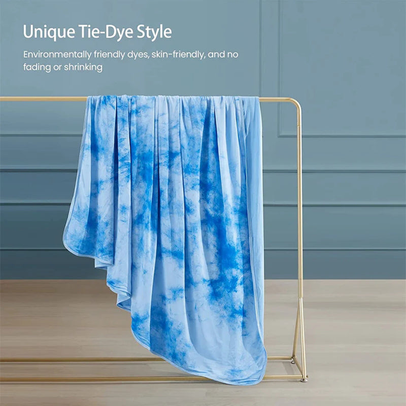 Tie-Dye Kjøleteppe – Q-Max > 0.5, Dobbeltsidig & Stilfull Farge Blå | Luvikno