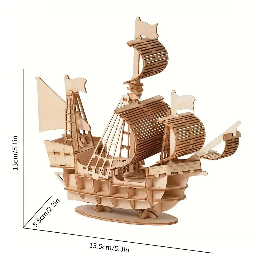 SailCraft 3D DIY Treseilbåt Puslespill Modell – Dekorasjon Sett for Hjem og Kontor Luvikno