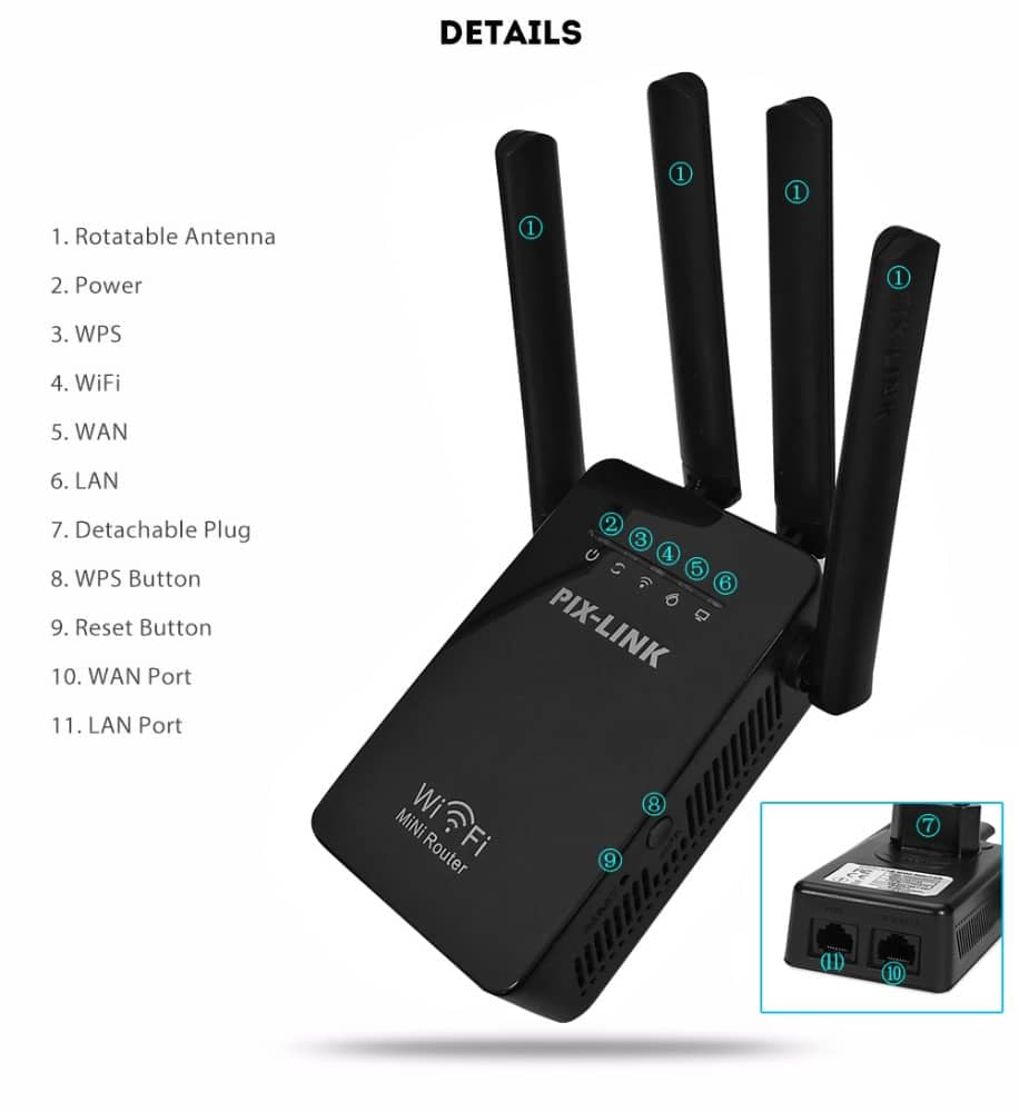 Wi-Fi rekkeviddeforsterker (Repeater / Forsterker) 300Mbps - 2.4 GHz | Luvikno