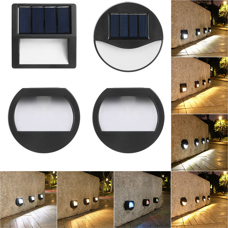 Utendørs solarmodul rund firkantet LED vanntett patio trappelys | Luvikno