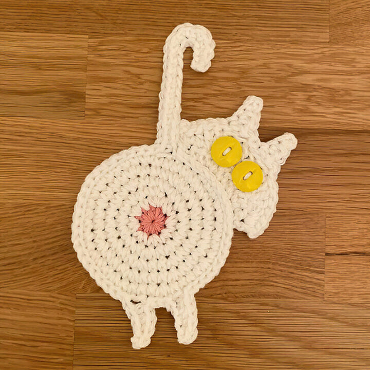 Morsomme katt rumpe coasters katt rumpe kopp matte strikket gave til kattefans | Luvikno