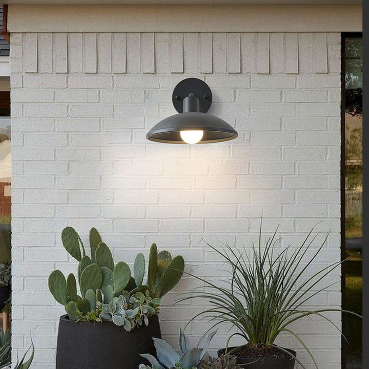Moderne Minimalistisk Vanntett Rund Jern 1-Lys Vegglampe For Utendørs Patio | Luvikno