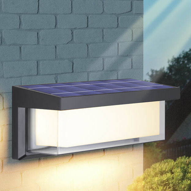 Moderne minimalistiske solrektangel PC LED utendørs vegglampe for utendørs patio | Luvikno