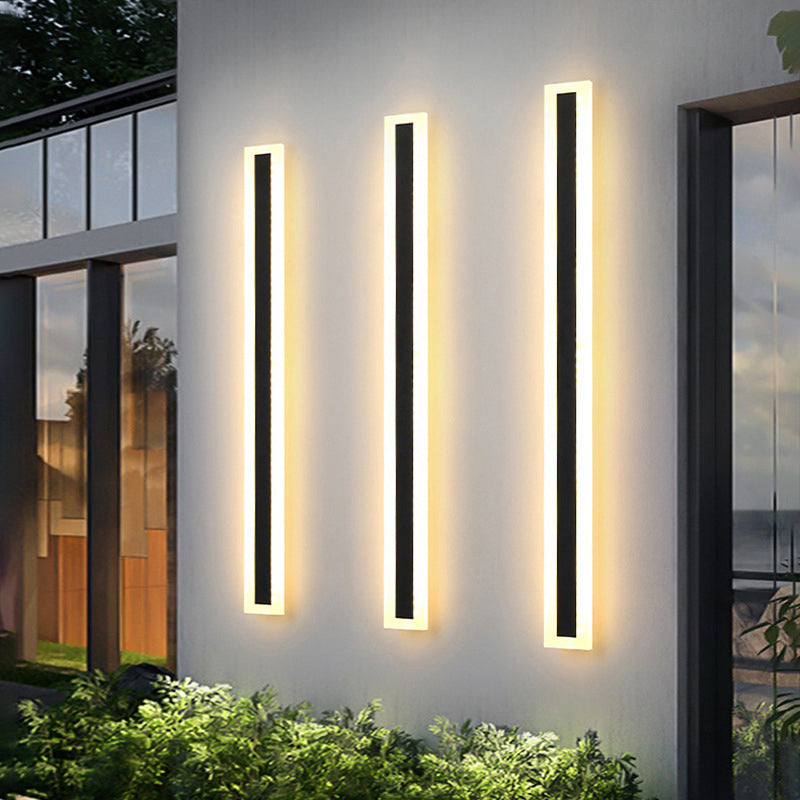 Moderne minimalistisk lang rektangulær aluminium akryl LED vegglampe for hage | Luvikno