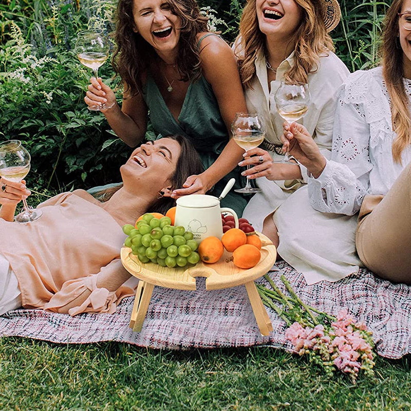 Tremini Utendørs Sammenleggbart Picnicbord - Med Glassholder | Luvikno
