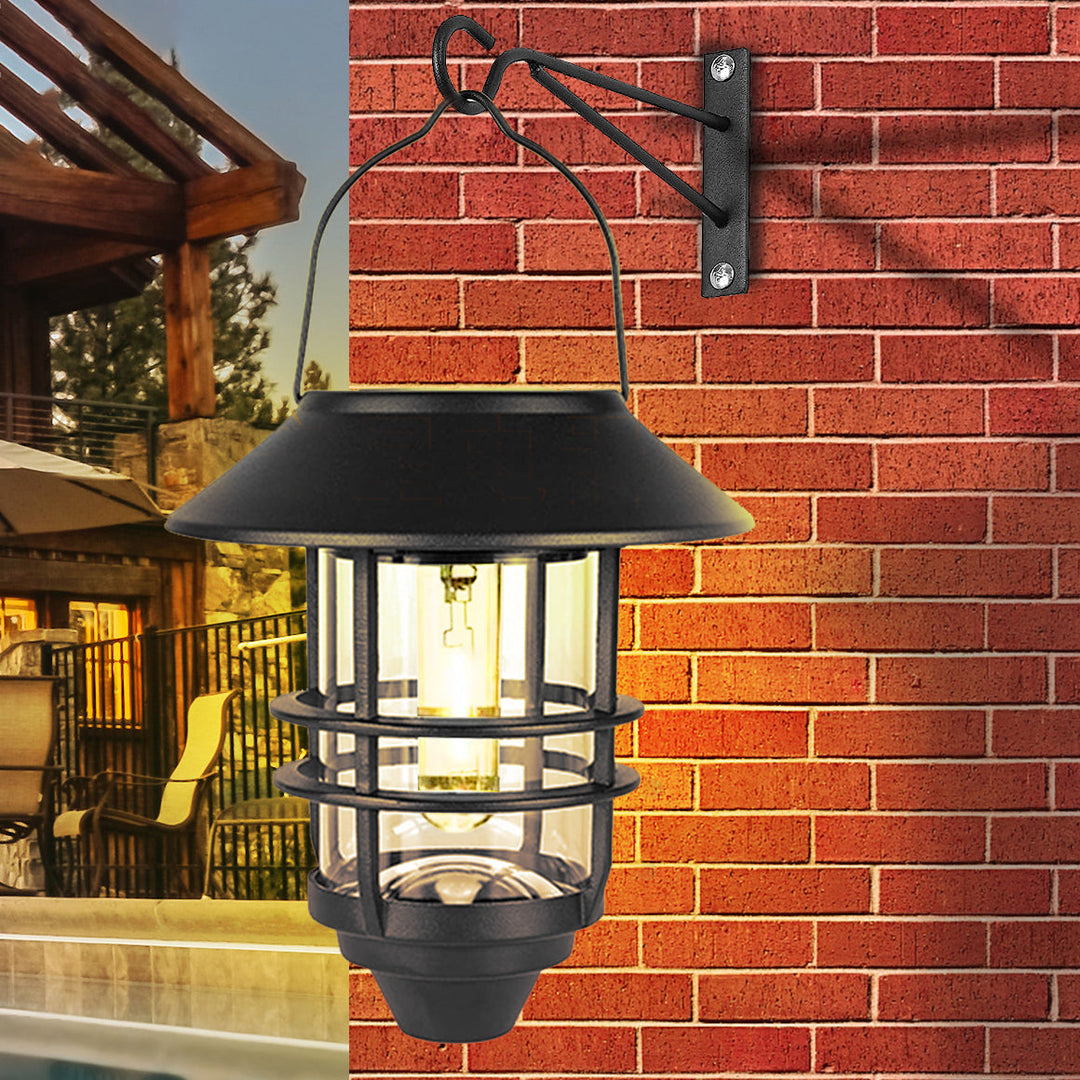 Samtidig Retro Sol Vannavstøtende Aluminium Glass Lantern Sylinder 1-Lys Hengende Vegglampe For Utendørs Patio | Luvikno