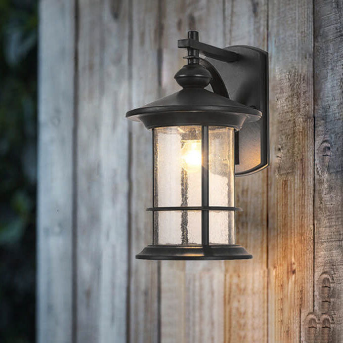 Industrial Vintage Bubble Glass Column 1-Light Utendørs Vanntett Vegglampe | Luvikno