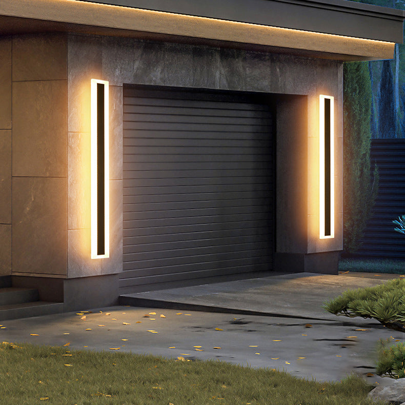 Moderne minimalistisk lang rektangulær aluminium akryl LED vegglampe for hage | Luvikno