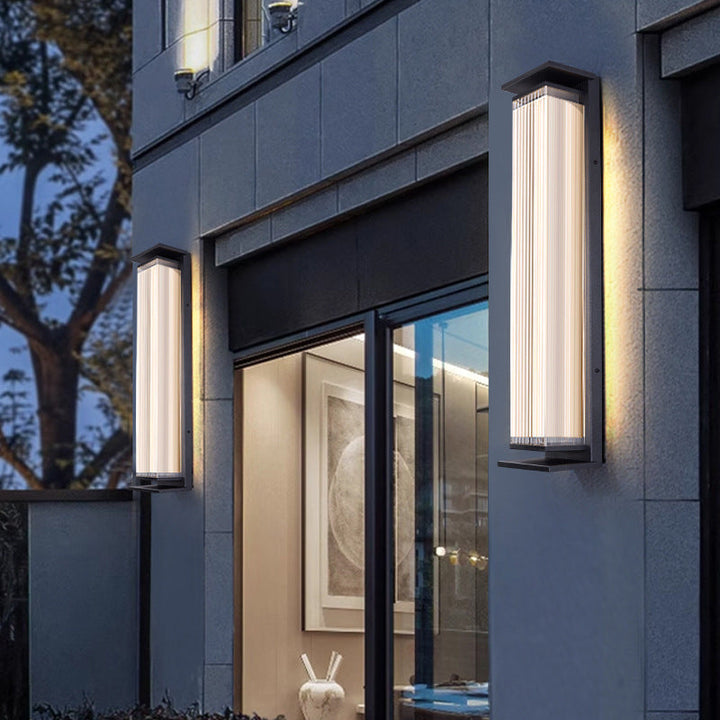 Moderne Minimalistisk Vanntett Rektangulær Rustfritt Stål Akryl LED Vegglygte Lampe For Utendørs Patio | Luvikno