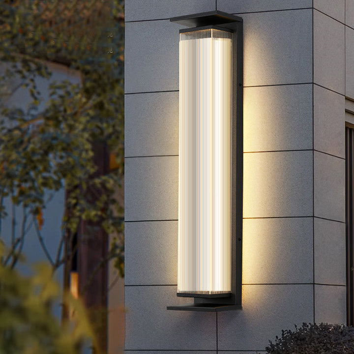 Moderne Minimalistisk Vanntett Rektangulær Rustfritt Stål Akryl LED Vegglygte Lampe For Utendørs Patio | Luvikno