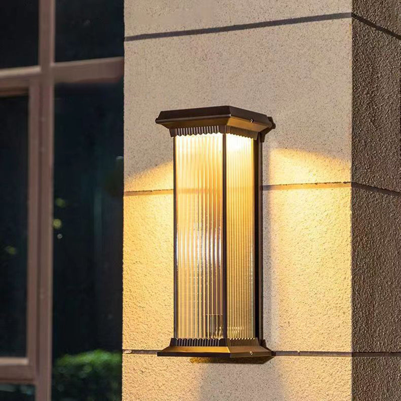Moderne minimalistisk vanntett rektangulær aluminium glass 1/2 lys utendørs vegglampe for hage | Luvikno