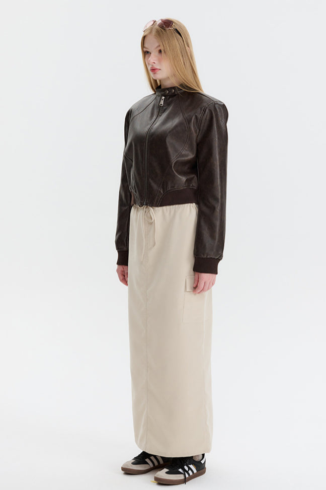 Luvik | Nahkavetoketjup bomber-takki