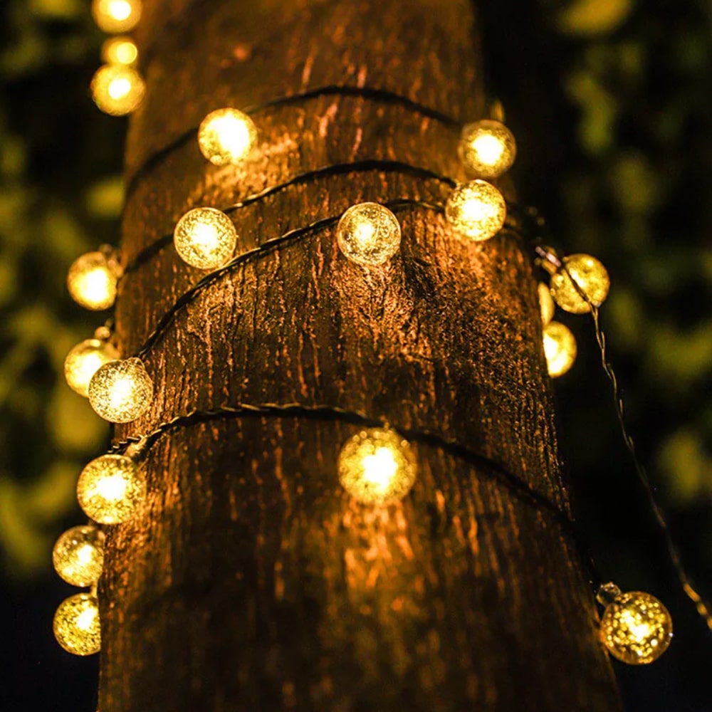 Solcelle lyslenker med ball lys - 5M-20 LED / 7M-50 LED / 12M-100 LED | Luvikno
