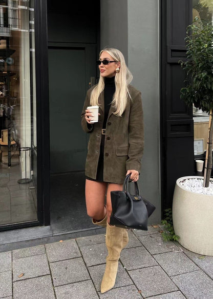 Luvik | Tekonahka Muotoiltu Bleiseri Syväoliivinvihreä