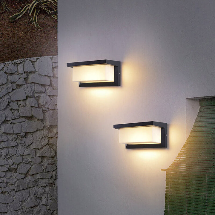 Moderne minimalistiske solrektangel PC LED utendørs vegglampe for utendørs patio | Luvikno