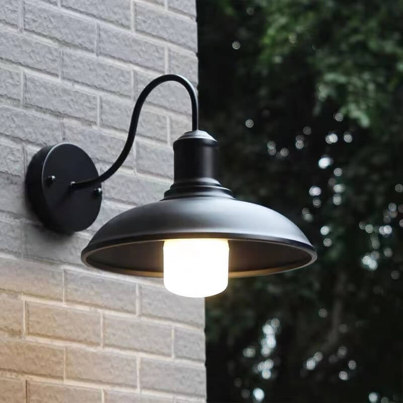 Retro Loft Dome Jern Utendørs Vanntett 1-Lyskilde Buet Arm Vegglampe | Luvikno