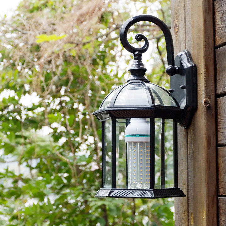 Tradisjonell europeisk vanntett aluminiums glass heksagonal prisme 1-lampe vegglampe for hagen | Luvikno