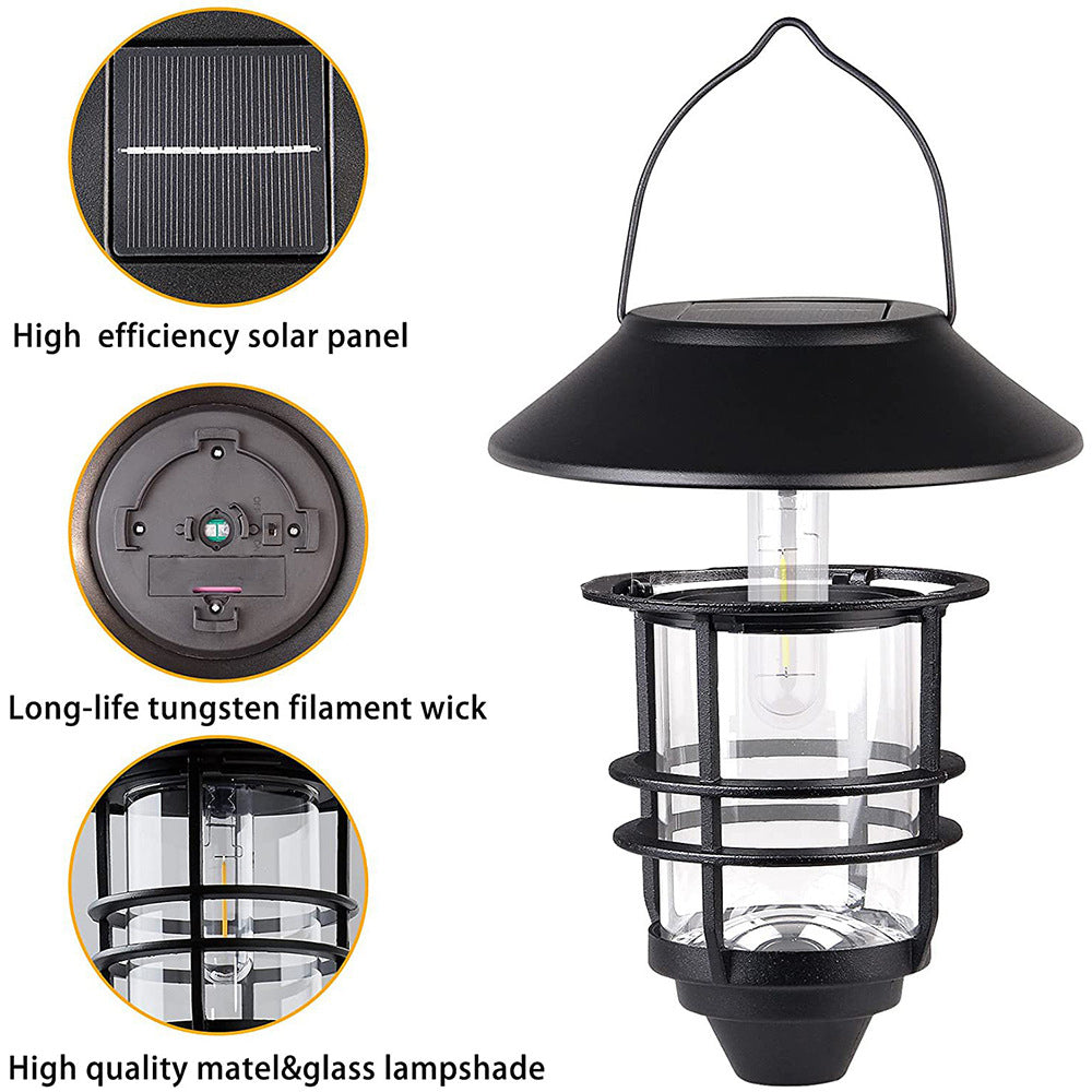 Samtidig Retro Sol Vannavstøtende Aluminium Glass Lantern Sylinder 1-Lys Hengende Vegglampe For Utendørs Patio | Luvikno