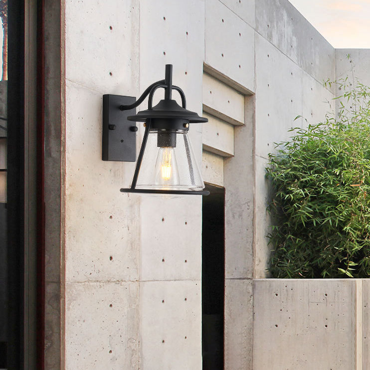 Vanntett Glass Cone Shade 1-Lys Utendørs Vegglampe | Luvikno