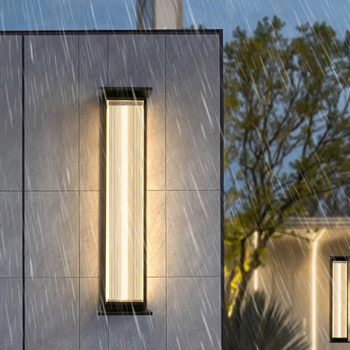Moderne Minimalistisk Vanntett Rektangulær Rustfritt Stål Akryl LED Vegglygte Lampe For Utendørs Patio | Luvikno