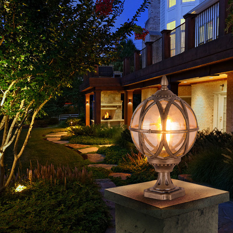 Tradisjonell kolonial globe glass aluminium 1-lys utendørs lys for hage | Luvikno